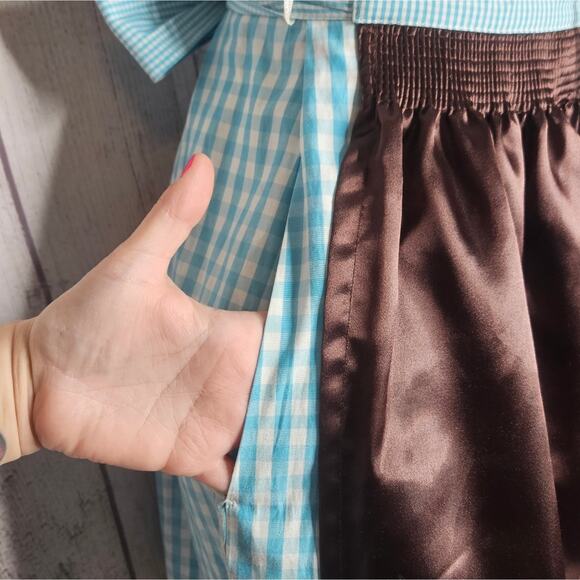 Country Line Dirndl & Matching Apron- Blue & White Gingham w Bling, sz 34 (US 4) - Picture 4 of 9